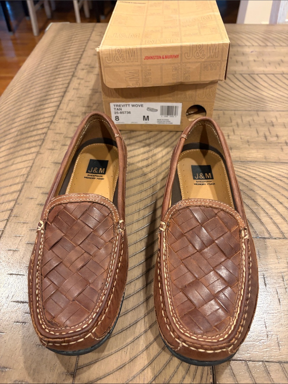 Johnston & Murphy Brown Woven Leather Loafers